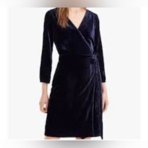 JCrew velvet blue wrap dress